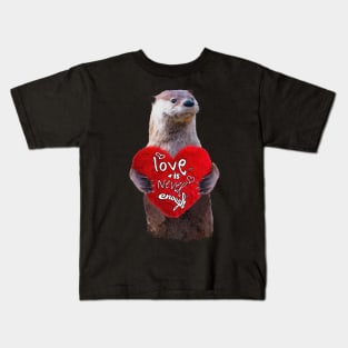 Otter and soft red heard Kids T-Shirt